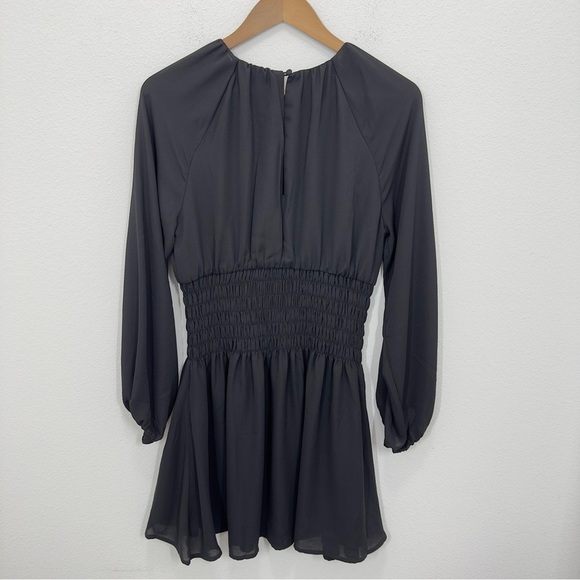 Madewell Size Small Black Bubble-Sleeve Smocked Mini Dress LBD Fall Wedding NWT - Picture 8 of 9